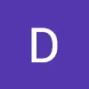 White letter D on purple background